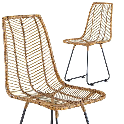 Elegant Outdoor Wicker Chairs With Curved Design And Black Metal Legs For Patio Use 3d model
