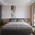 Modern Hotel Guest Room Interior With Wooden Walls Large Screen TV Green Plant And Sofa
