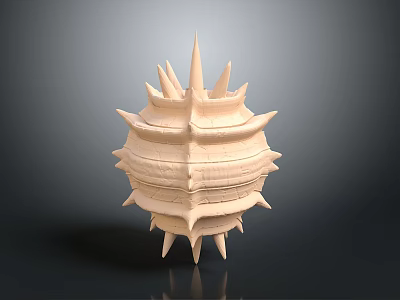 Sea Urchin With Spines And Spherical Layered Surface In Light Beige Color 3d model