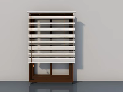 Modern Casement Door With Brown Wooden Frame And White Blinds Interior Design 3d model