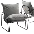 Modern Gray Fabric Single Sofa With Metal Frame And Comfortable Cushion Design
