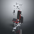 Multifunctional Fitness Equipment with Black Seat Red Accents White Frame and Stacked Weight Plates