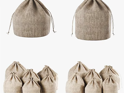 Natural Burlap Storage Bags For Home Organizing And Daily Use 3d model