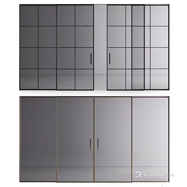 Modern Sliding Doors With Glass Panels And Metal Frame For Home Interior Design 3d model 