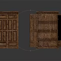 Vintage Wooden Cabinets Display Carved Details With One Closed And Open Design Featuring Internal Shelves