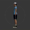Realistic 3D Character Wearing Blue White Striped Jersey With Black Shorts And White Cap