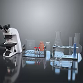 Complete Set of Household Science Supplies Including Microscope Beaker Test Tube and Petri Dish