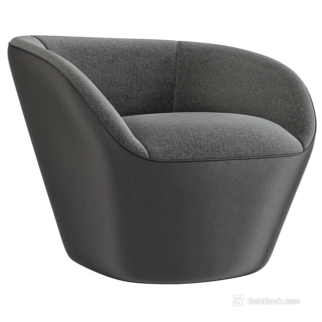 Modern Gray Single Sofa With Curved Backrest And Upholstered Fabric Design 3d model