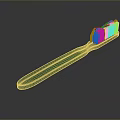 Close Up View Of Green Handle Toothbrush With Brown Bristles On Dark Background