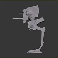 Mechanical Four Legged Robot Featuring Red Light And Weapon Components