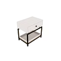 Modern Bedside Table With Gold Metal Frame Linen Drawer Gold Knob And Lower Shelf