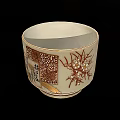 Traditional Artistic Ceramic Ware Cup With Gold Red Floral Patterns And Characters