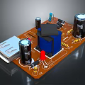 Electronic Circuit Board With USB Port Capacitors Transformer And Resistors