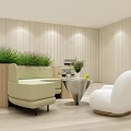 Wind Library Indoor Special-shaped Bookshelf Table and Chair Combination 3d model