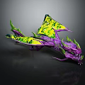 Vibrant Purple Green Dragon With Yellow Patterned Wings And Scaled Body