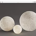 Different Sizes Off-White Spherical Decorative Lamps Featuring Moon Textured Surface And Inner Glow