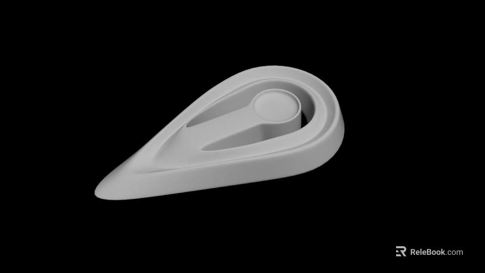 White Modern Decorative Object With Streamlined Shape And Circular Element 3d model