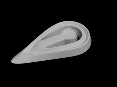 White Modern Decorative Object With Streamlined Shape And Circular Element 3d model