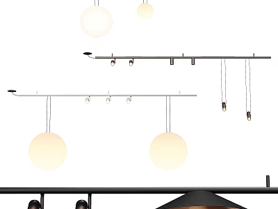 Modern Pendant Lights With Spherical Shades And Linear Hanging Brackets Design 3d model