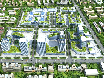 Modern Large Scale Industrial Factory Complex With Green Spaces And Complete Facilities 3d model