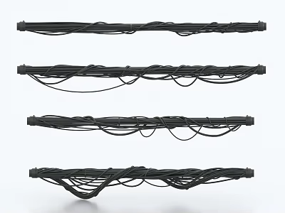 Industrial Equipment Black Cable Harnesses Four Sets For Reliable Industrial Connections 3d model