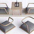 New Chinese Tatami Stool Low Stool Tea Chair 3d model