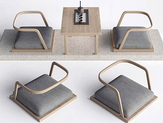 New Chinese Tatami Stool Low Stool Tea Chair 3d model