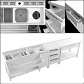 Modern Commercial Kitchen Equipment Stainless Steel Workbench With Sink Storage Drawers And Compartments