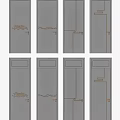 Modern Gray Hinged Doors With Gold Line Decorations And Various Designs 3d model