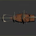 Wooden Sailing Ship Model With Red Cross Sails And Decorative Flag