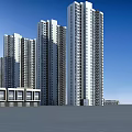 Modern High Rise Residential Buildings With Blue Sky Background And Urban Architecture