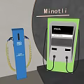 Blue And Green Minotli EV Charging Stations With Clean Screen And Multiple Ports