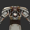 3D Rendered Futuristic Mechanical Armored Character With Metal Back And Arm Structures