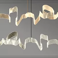 Modern Abstract Pendant Lights with Curved Metallic Wave Shapes for Interior Decoration