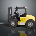 Yellow Forklift Vehicle with Front Forks Steering Wheel Seat and Safety Seat Belt
