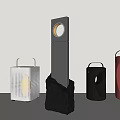 Modern Outdoor Lights With Various Shapes Portable Handle Stone Base And Circular Light Design