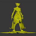 Egyptian Style Feline Creature Character Standing in White Blue Gold Attire on Star Shaped Base