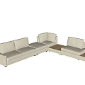 Modern Light Beige Fabric Modular Sofa Set With Corner Section And Wooden Side Table 3d model