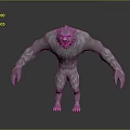 White Fur Mythical Creature Character With Muscular Body Sharp Teeth And Fierce Expression