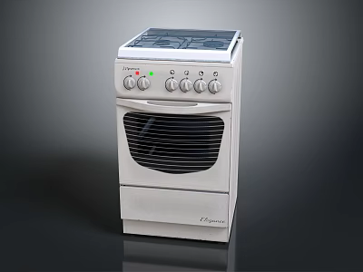 White Kitchen Cooking Appliance Electric Stove With Oven Door Ventilated Design And Control Knobs 3d model