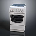 White Kitchen Cooking Appliance Electric Stove With Oven Door Ventilated Design And Control Knobs 3d model
