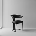 Modern Minimalist Black Dining Chair With Leather Seat And Metal Frame By The Window