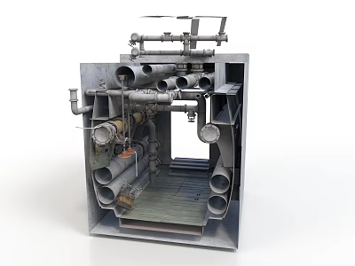 Industrial Equipment Featuring Metal Frame Complex Pipe System Valves And Gauges 3d model