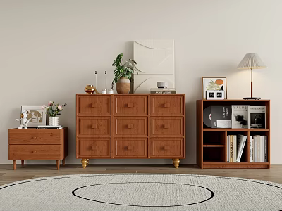 Solid Wood Decorative Entrance Cabinet 3d model