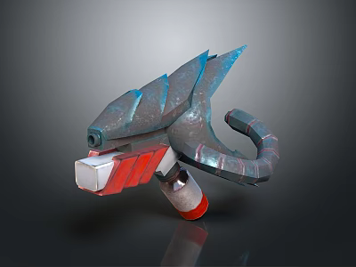 Futuristic Sci Fi Weapon with Metallic Blue Red Design and Streamlined Structure 3d model