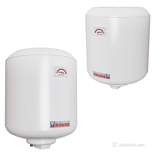 White Cylindrical Electric Water Heaters For Home Daily Use With Brand Logo 3d model 