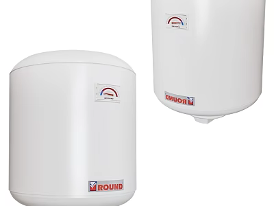 White Cylindrical Electric Water Heaters For Home Daily Use With Brand Logo 3d model