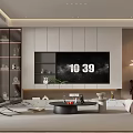 Modern Living and Dining Room Interior Design With TV Wall Sofa Coffee Table And Decor