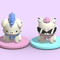 Children's Cute Cartoon Dog And Cat Toys With Hair Sunglasses On Pink Blue Bases