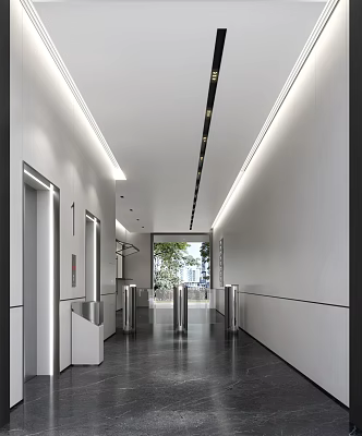 Modern elevator hall access gate 3d model